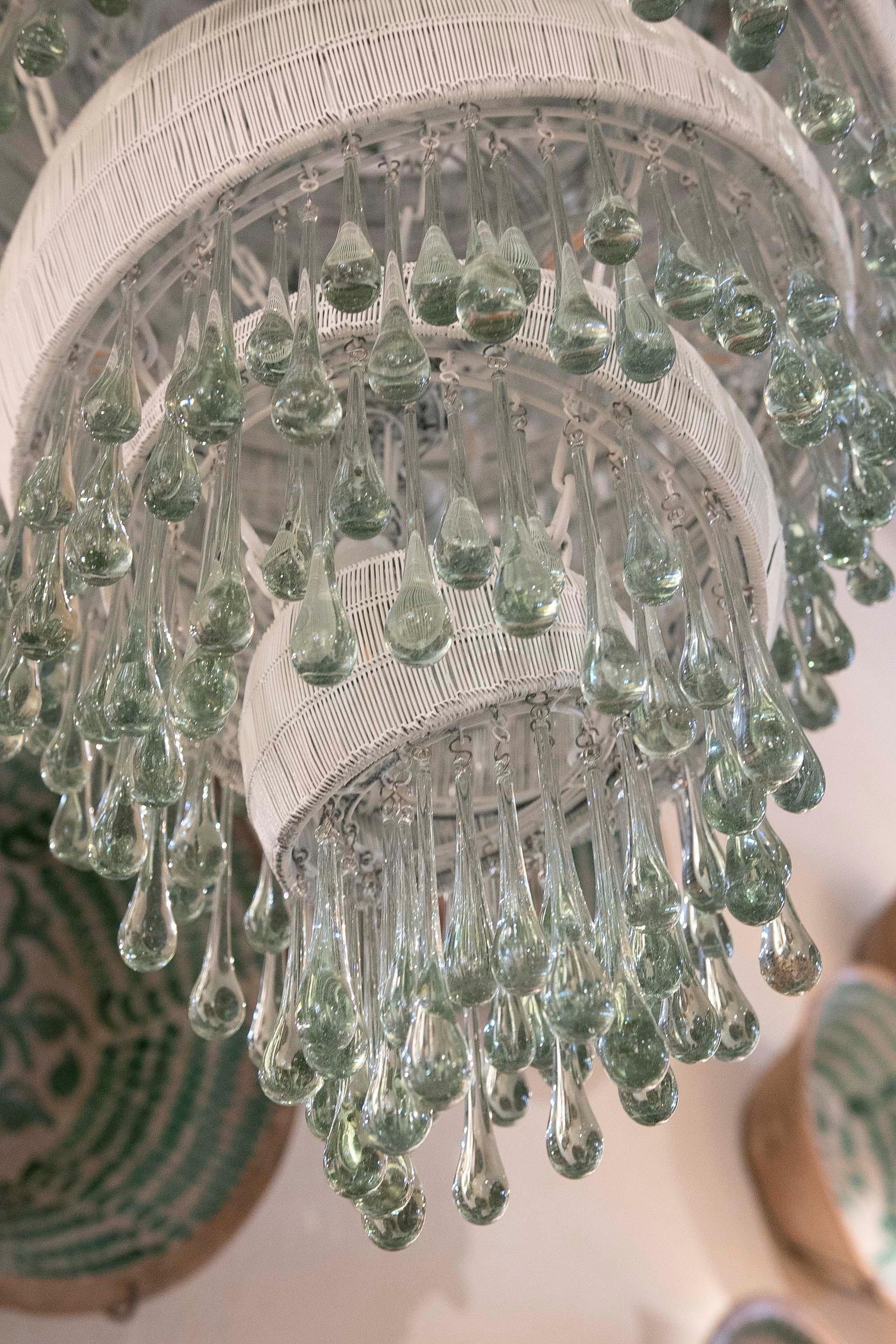1990s Giant Modern Lamp with iron Frame and Crystal Glass Lollipops  For Sale 11