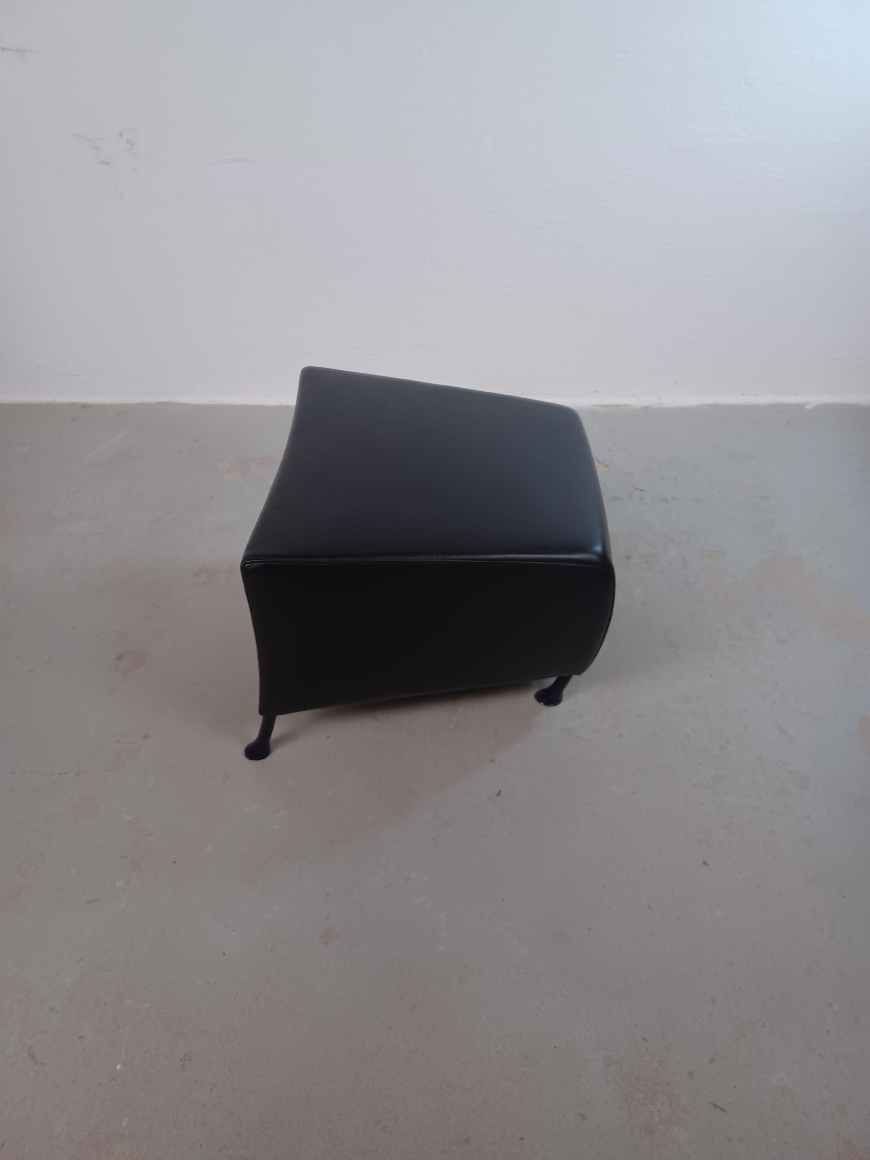 1990s  Gijs Papavoine Windy Ottoman en cuir noir par Montis Bon état - En vente à Knebel, DK