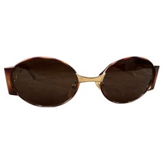 1990s Gilded Metal and Faux Tortoiseshell Acetate Sunglasses By Furstenberg