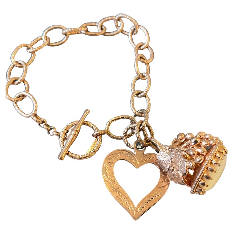 Y2K Vintage Juicy Couture Gold Chain Heart Charm Bracelet