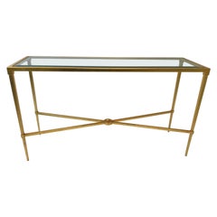 1990s Gilt Iron and Glass Classical Console Table