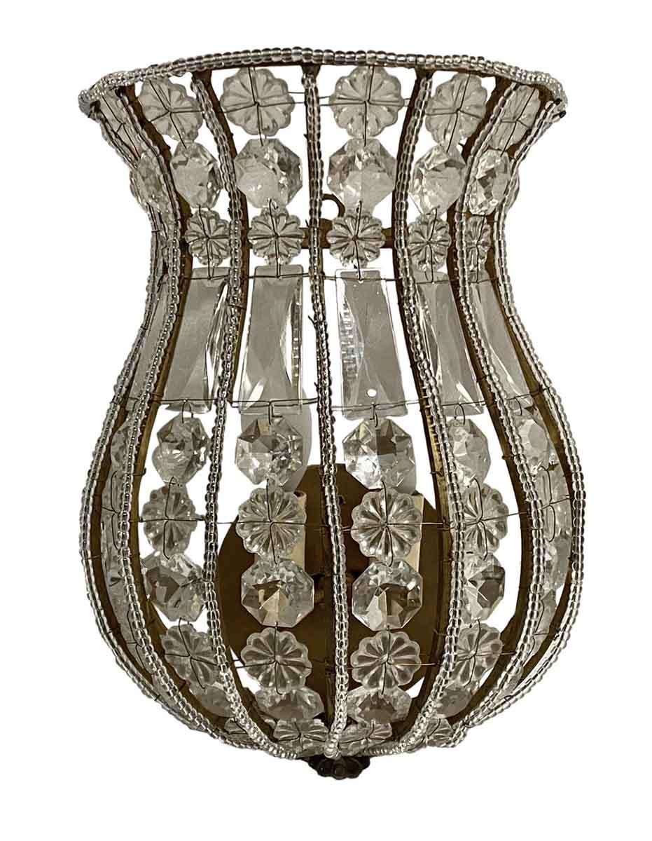 Contemporary 2000s Gilt Ribbed Venetian Crystal Basket Wall Sconce