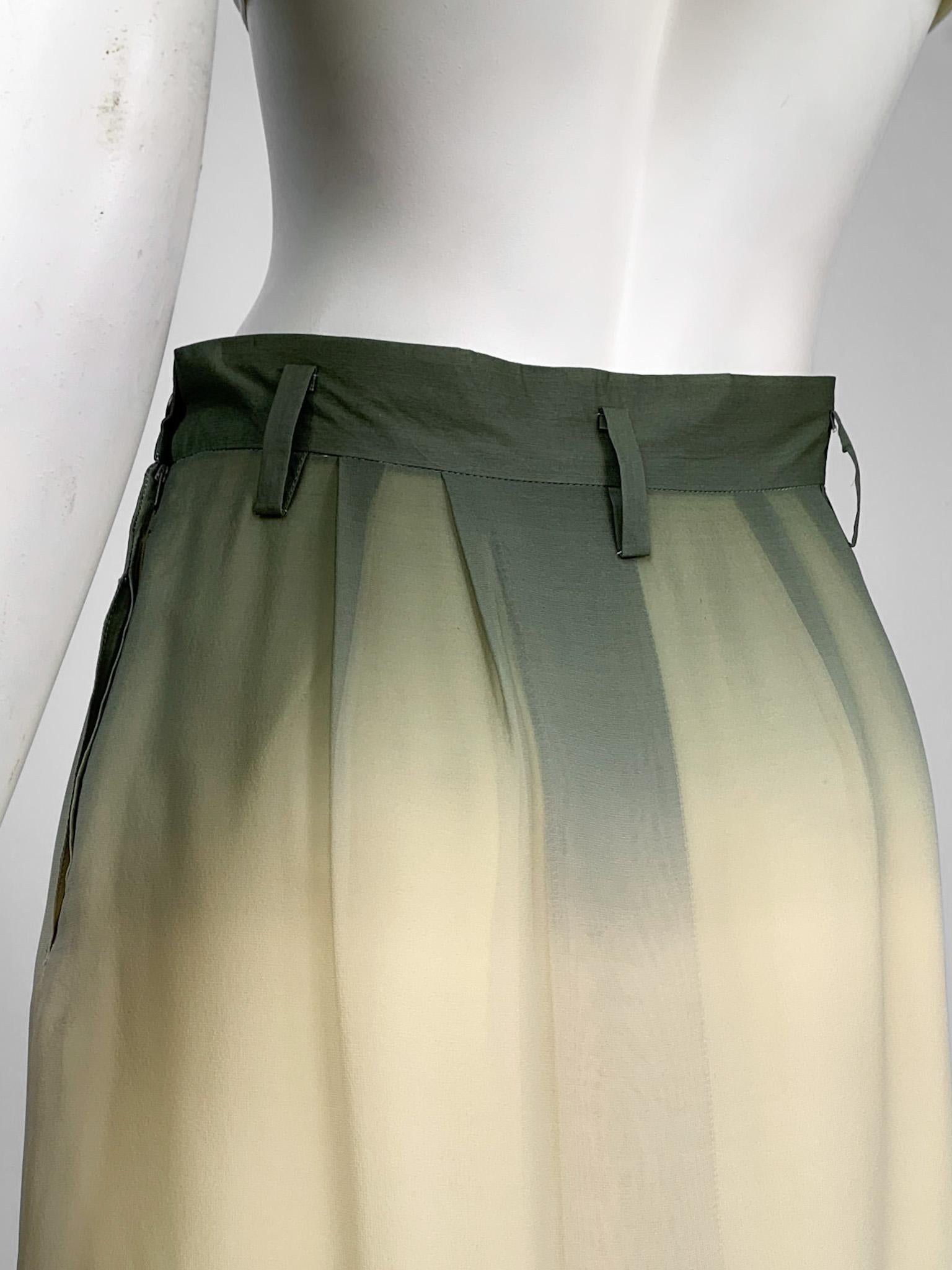 Women's 1990s Giorgio Armani 100% silk multicolour ombré print maxi skirt, Small
