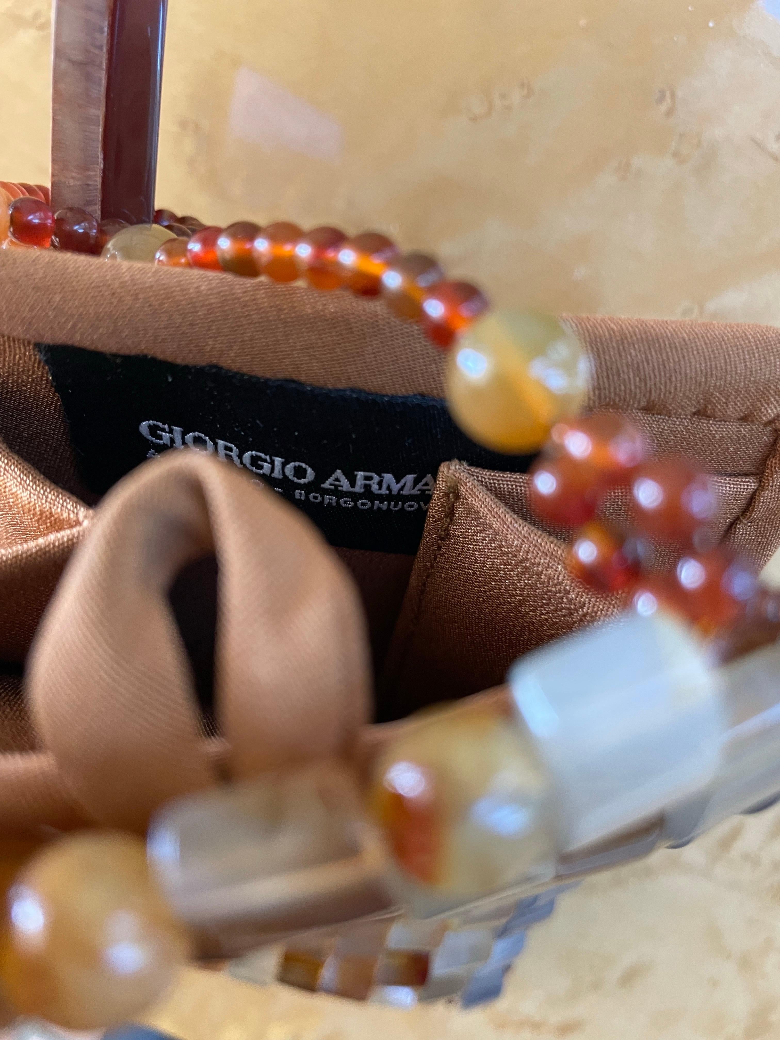 1990er Jahre Giorgio Armani Achat Perlen Mosaik Abendtasche Vintage Italienisch Couture im Angebot 5