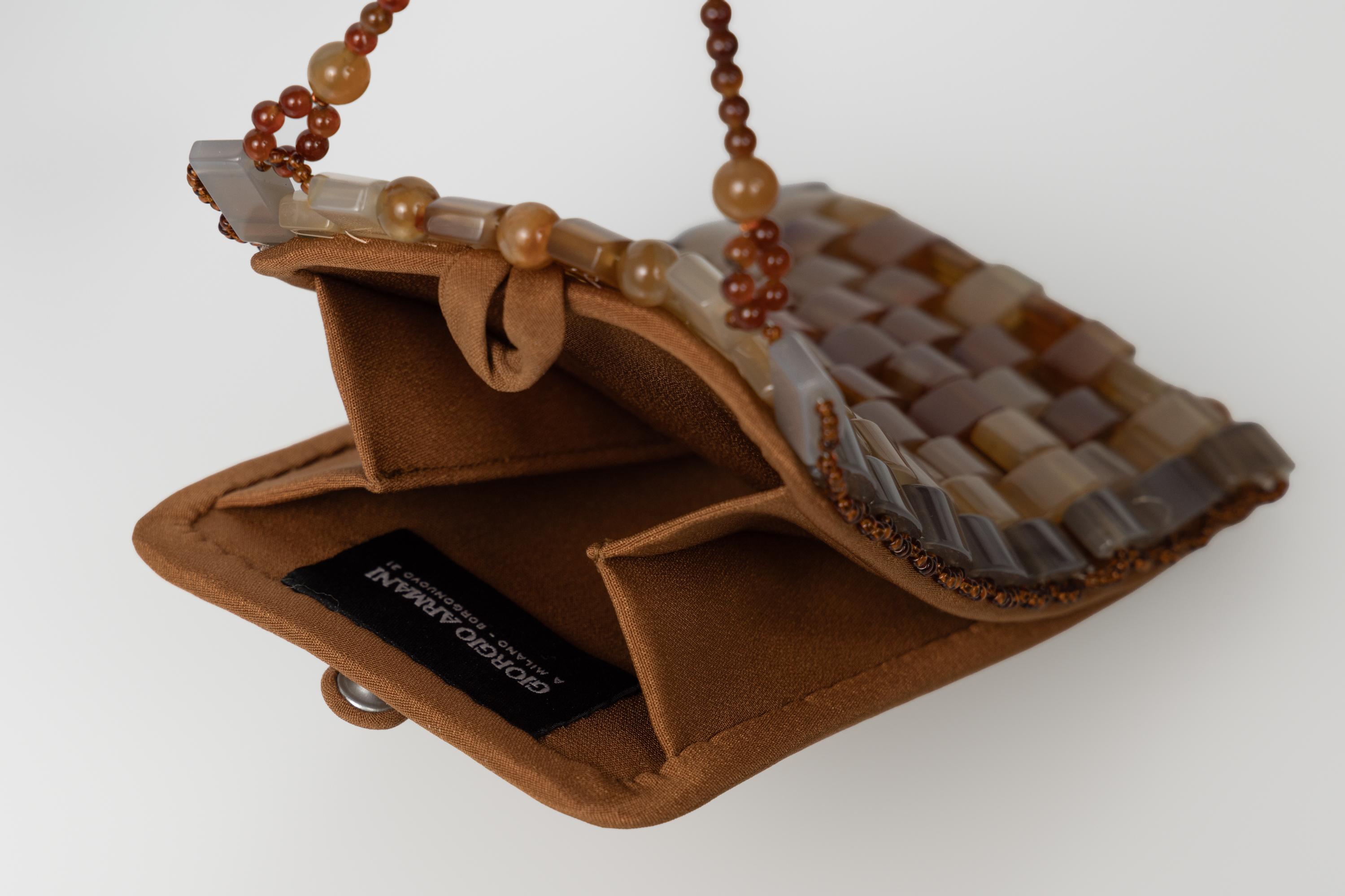 1990er Jahre Giorgio Armani Achat Perlen Mosaik Abendtasche Vintage Italienisch Couture im Angebot 3