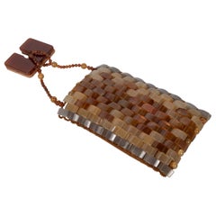 1990 Giorgio Armani Agate Beaded Mosaic Evening Bag Vintage Italian Couture