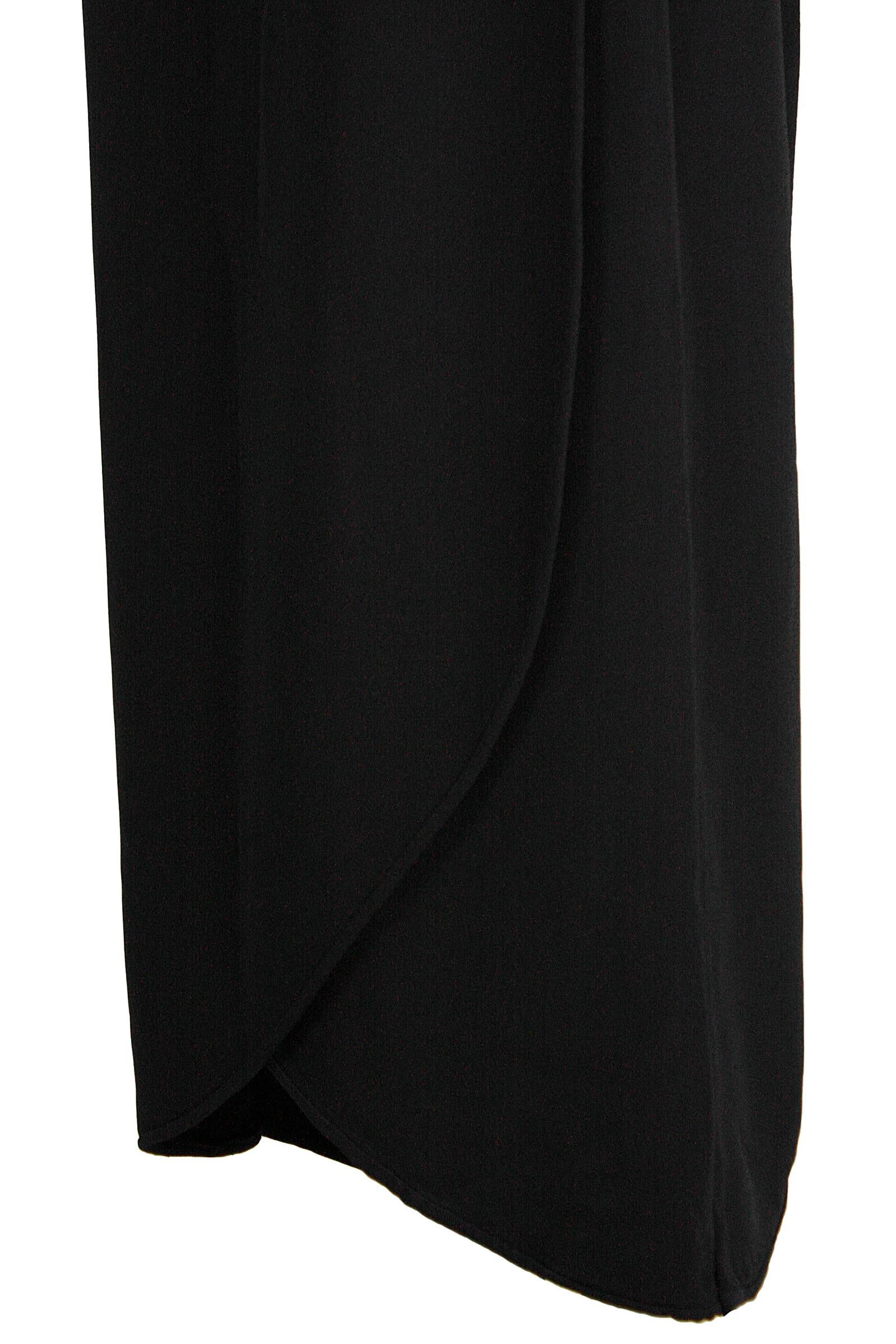 1990s Giorgio Armani Black Crepe Wool Strapless Gown with White Satin Trim In Good Condition In Los Angeles, CA