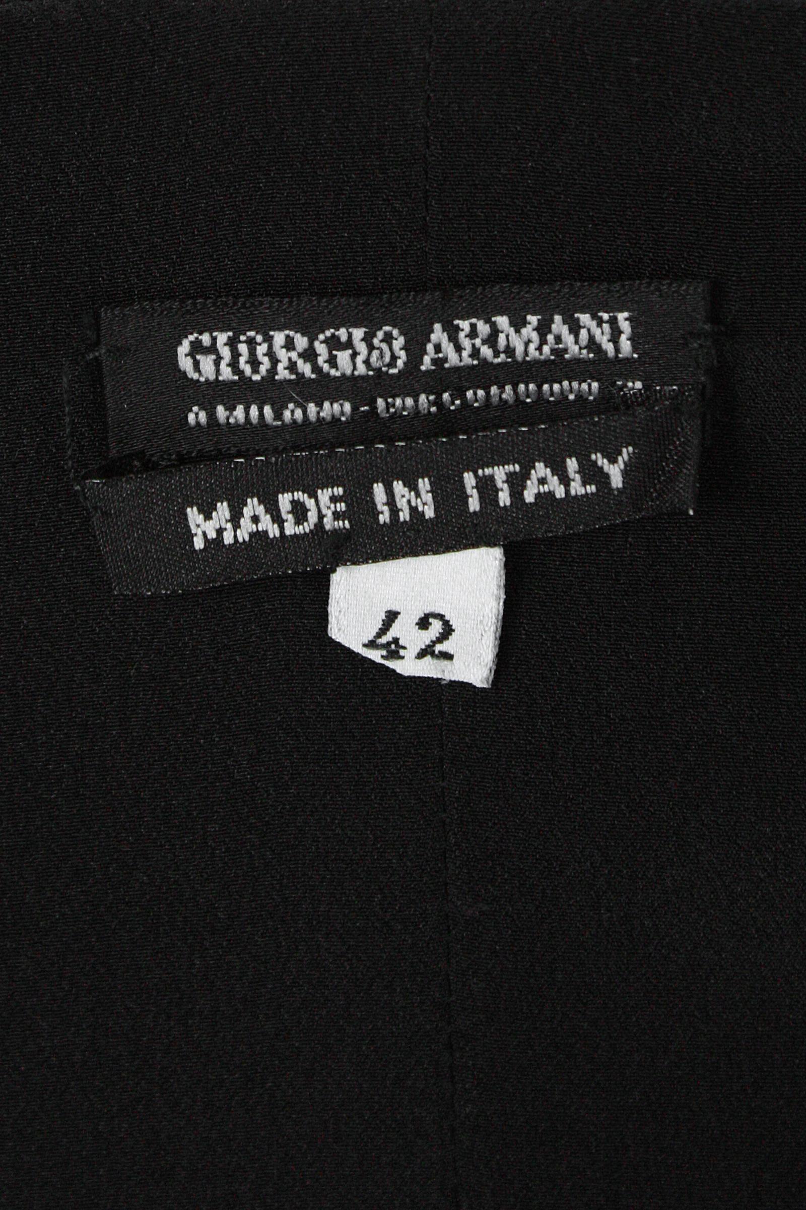 1990s Giorgio Armani Black Crepe Wool Strapless Gown with White Satin ...
