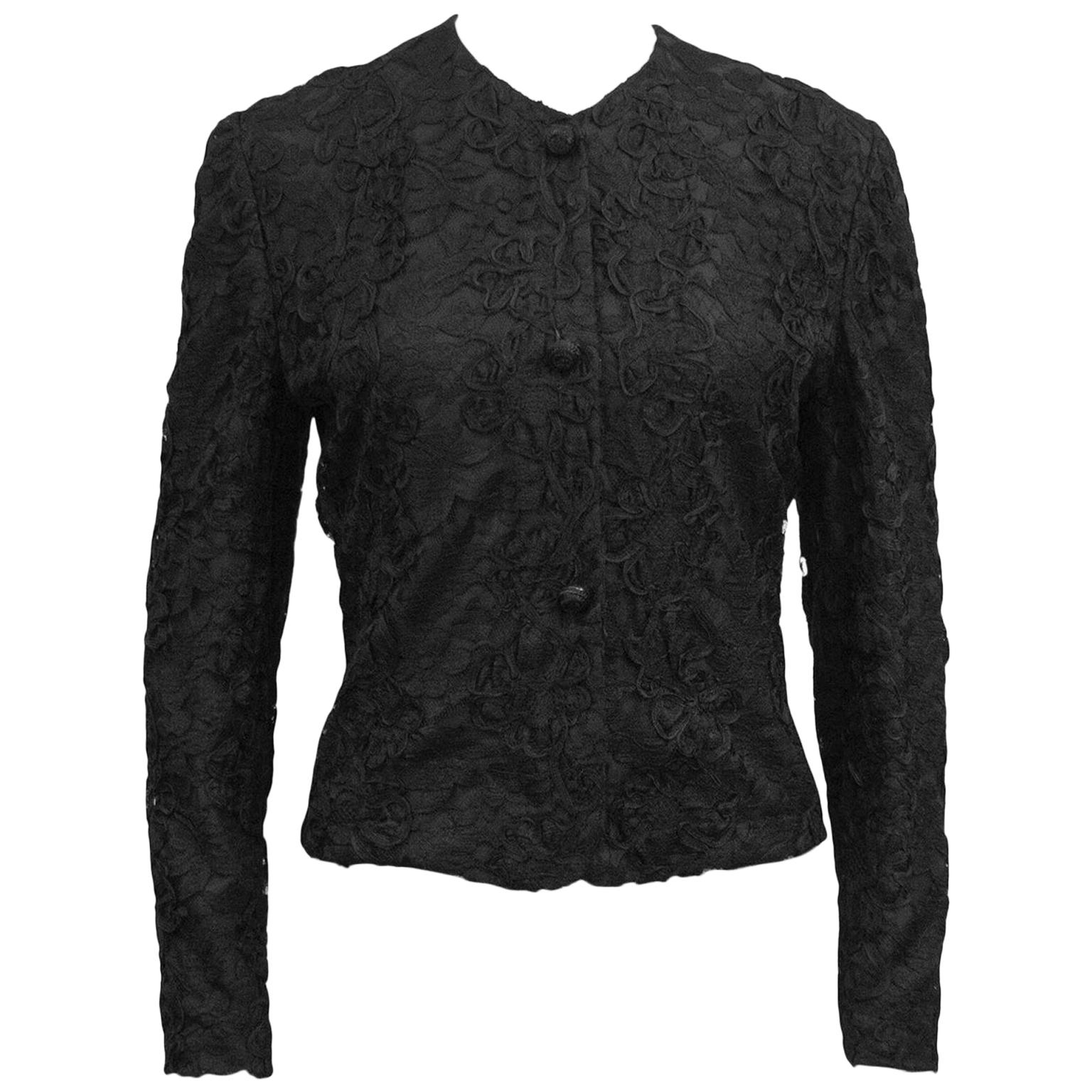 1990s Giorgio Armani Black Lace Jacket