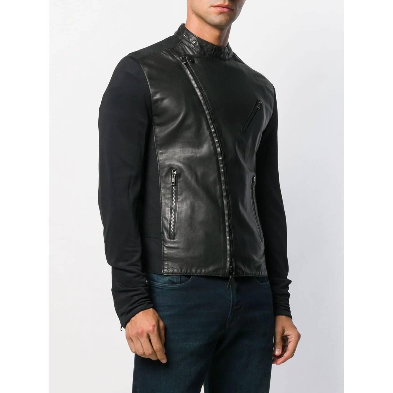 1990s Giorgio Armani Black Leather Jacket In Excellent Condition In Lugo (RA), IT