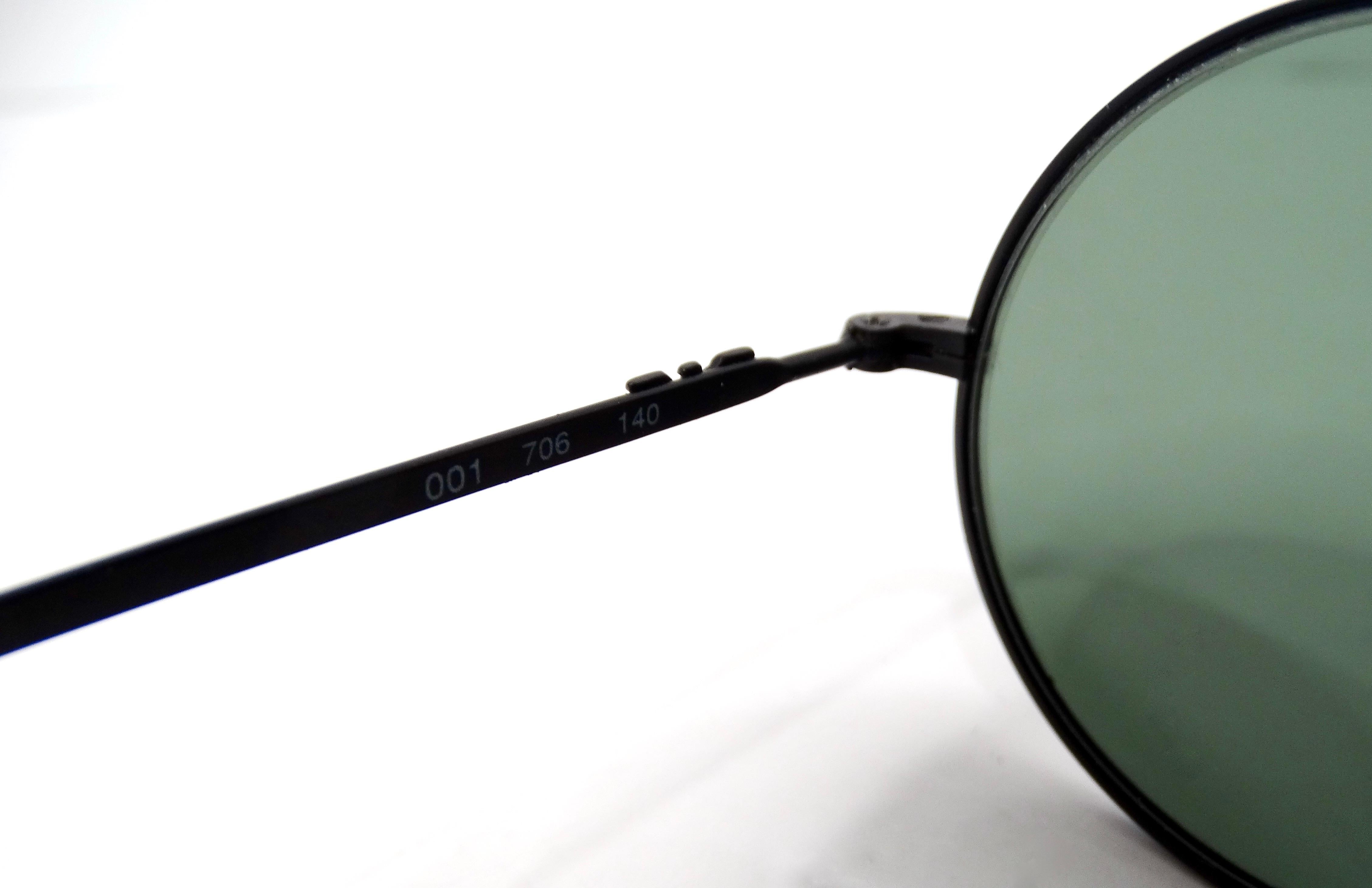 1990s Giorgio Armani Black Metal Round Frame Sunglasses For Sale 1
