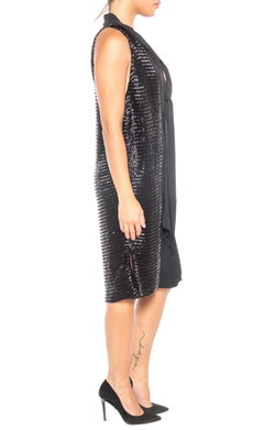 1990S GIORGIO ARMANI Black Silk Chiffon Heavy Beaded Cocktail Dress
