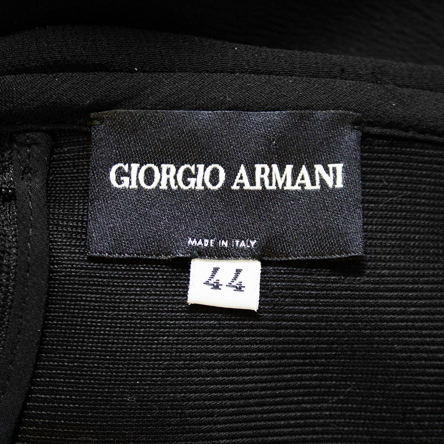 1990s Giorgio Armani Black Strapless Silk Sheath Gown with Rosette In Good Condition In Toronto, Ontario