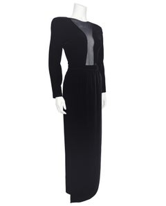 1990er Giorgio Armani Schwarzer Samt und durchsichtiger Bodysuit und Rock Ensemble