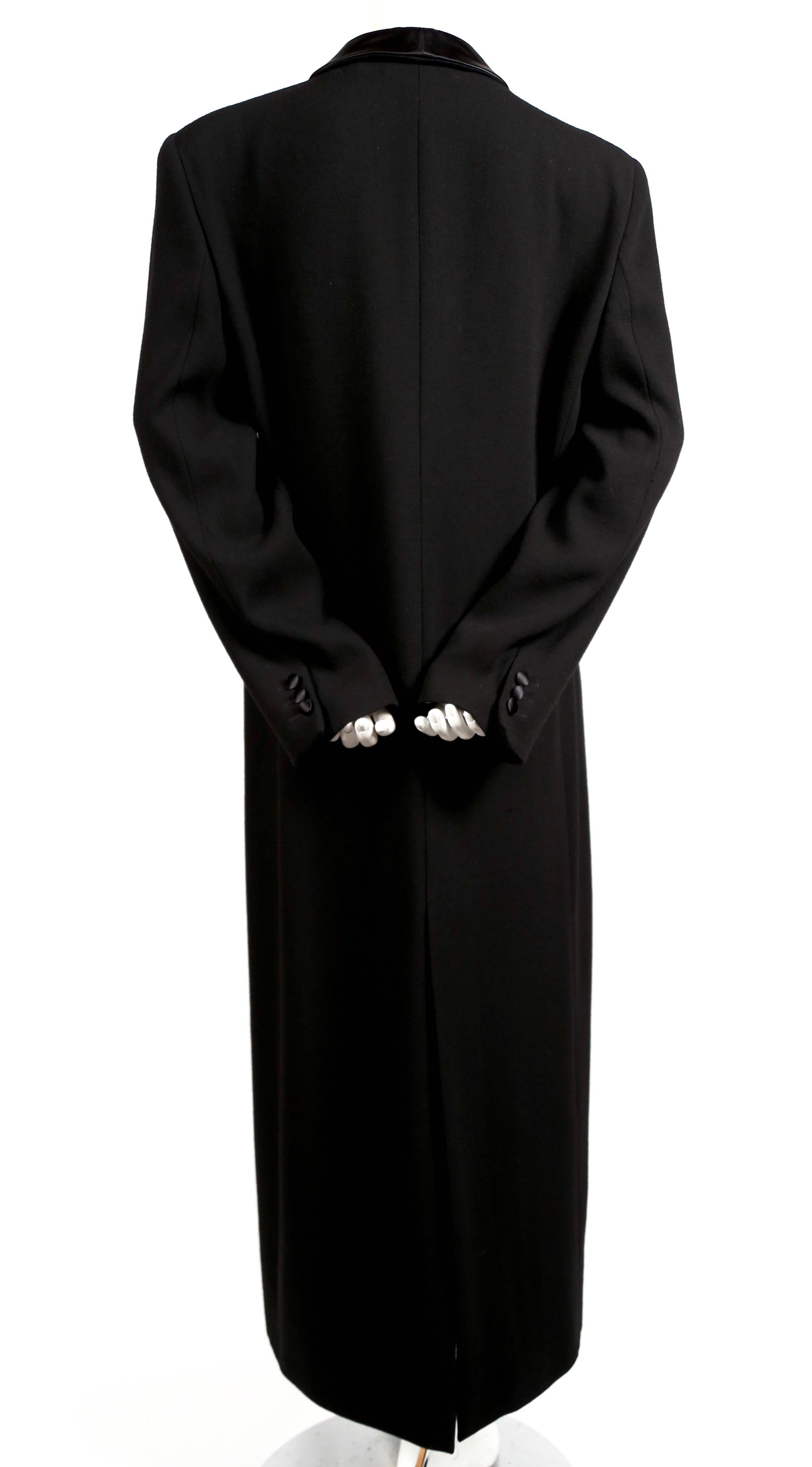 Women's or Men's 1990's GIORGIO ARMANI black wool tuxedo coat with satin and cord trim For Sale
