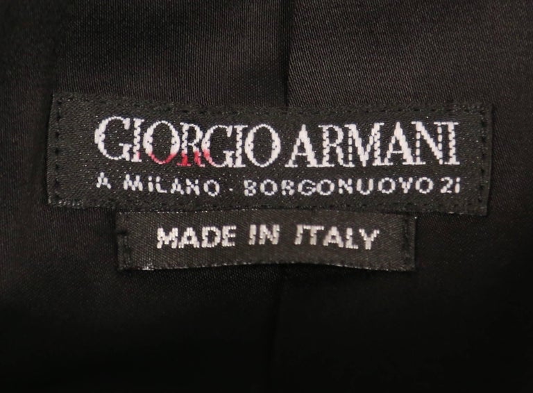 1990's GIORGIO ARMANI black wool tuxedo coat with satin and cord trim ...