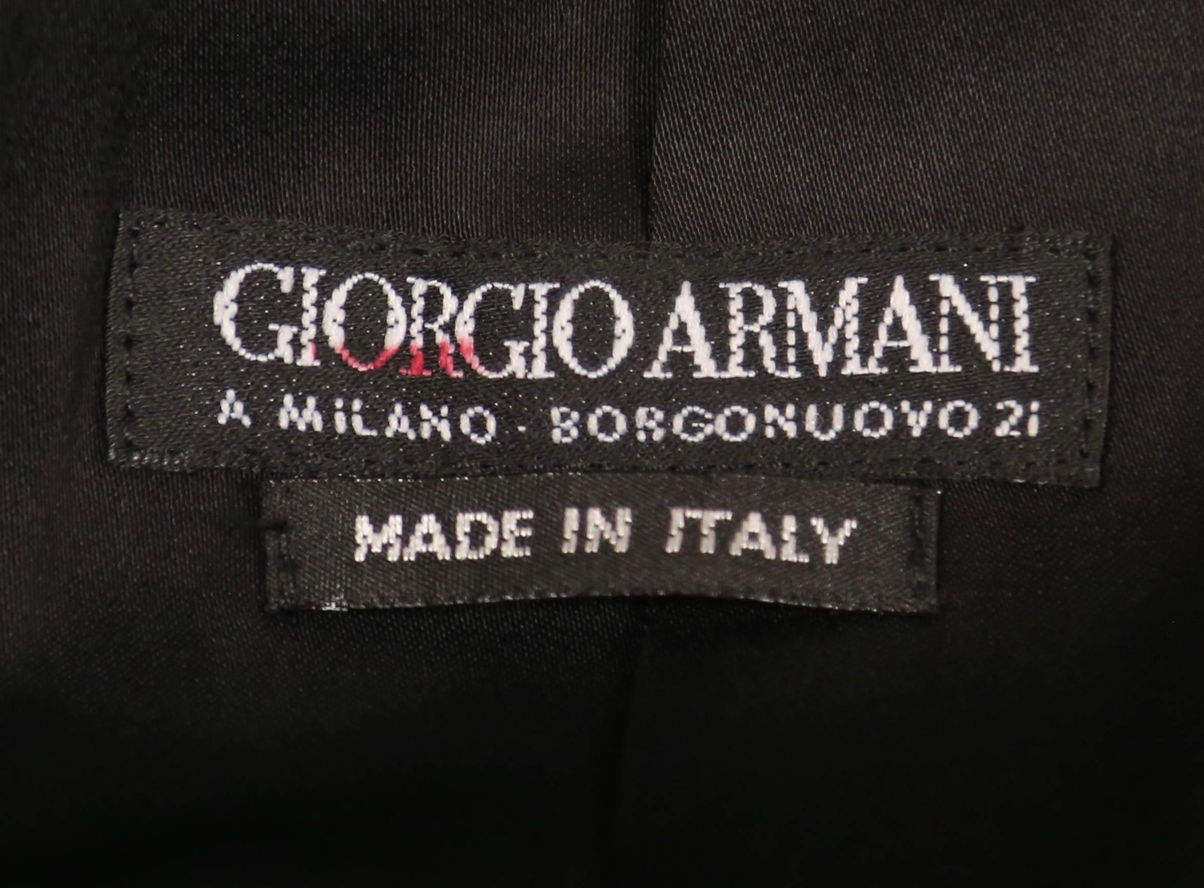 1990's GIORGIO ARMANI black wool tuxedo coat with satin and cord trim For Sale 2