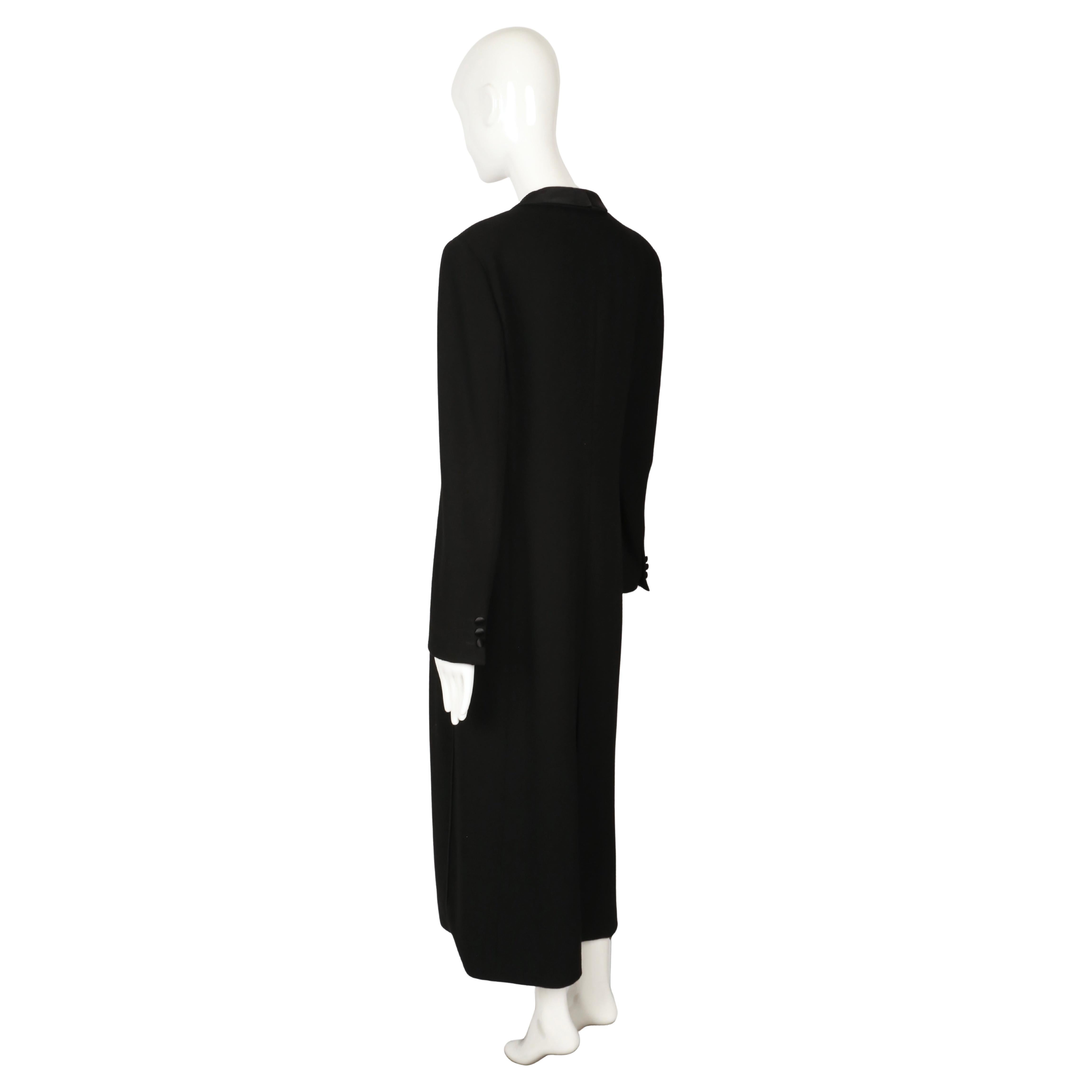 1990er GIORGIO ARMANI Smokingmantel aus schwarzer Wolle mit Satin- und Cordbesatz im Angebot 1