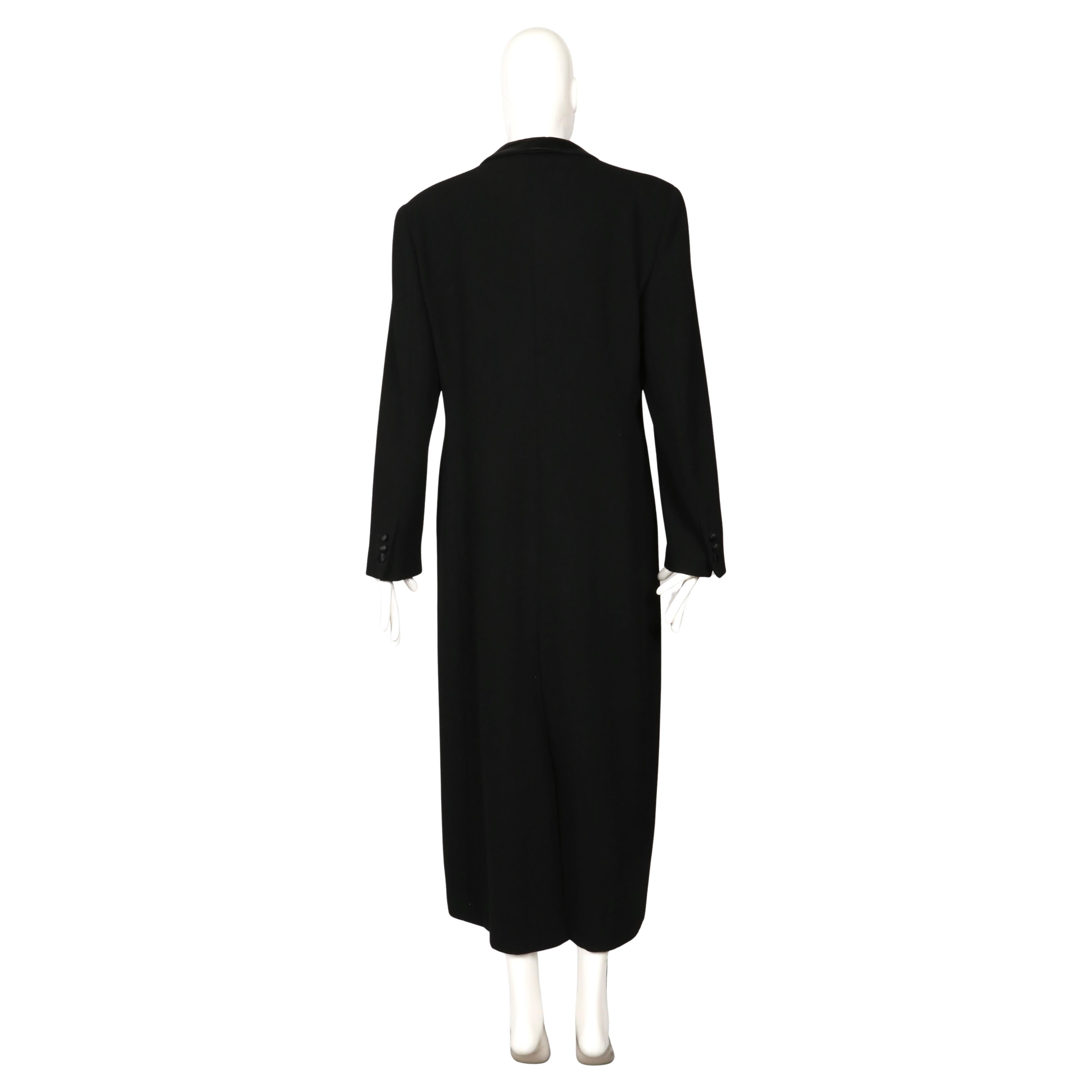1990er GIORGIO ARMANI Smokingmantel aus schwarzer Wolle mit Satin- und Cordbesatz im Angebot 2