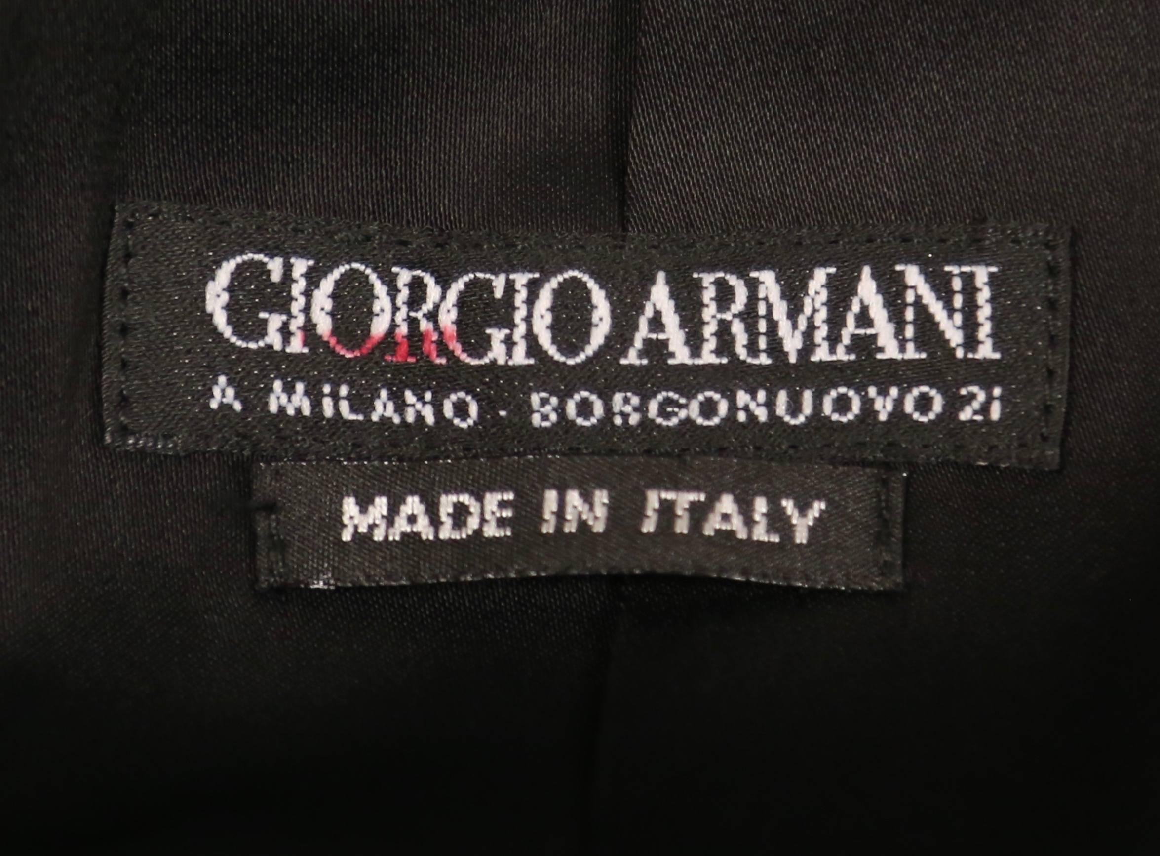 1990er GIORGIO ARMANI Smokingmantel aus schwarzer Wolle mit Satin- und Cordbesatz im Angebot 4