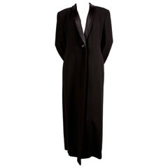 1990's GIORGIO ARMANI black wool tuxedo coat with satin and cord trim