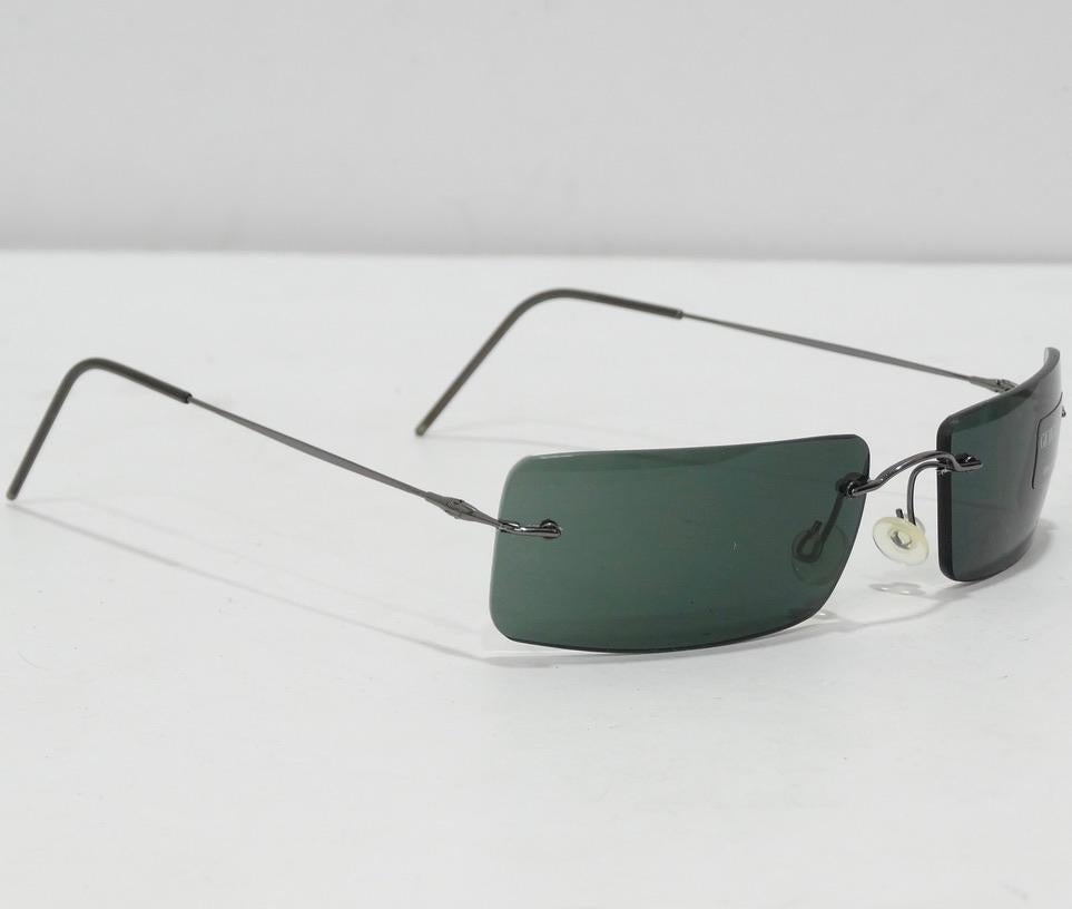 1990s Giorgio Armani Blue Frame Sunglasses For Sale 2