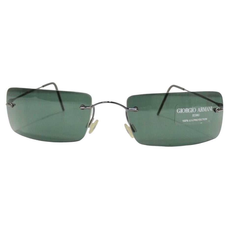 1990s Giorgio Armani Blue Frame Sunglasses For Sale