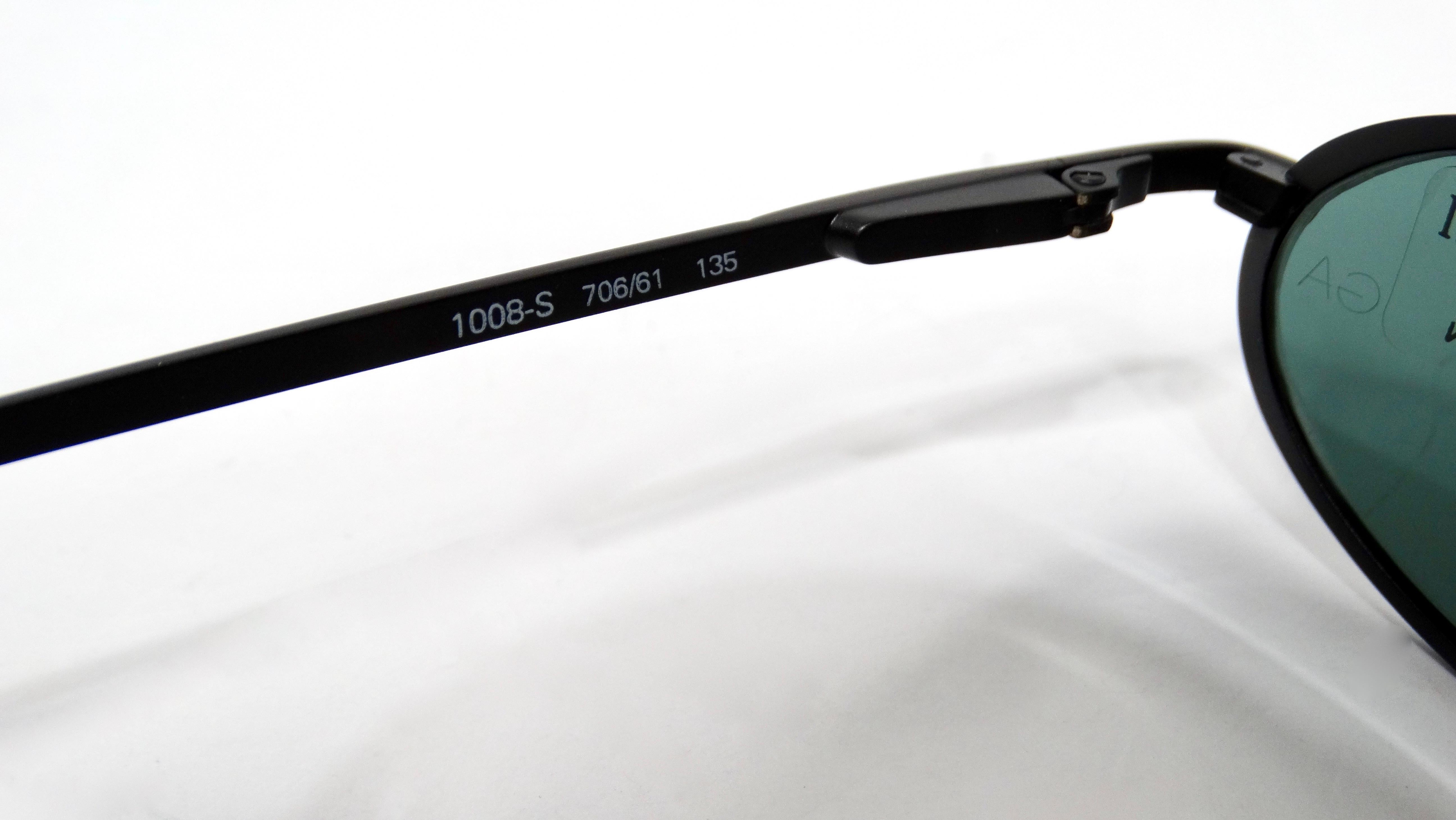 1990s Giorgio Armani Blue Tinted Black Metal Skinny Oval Sunglasses For Sale 1