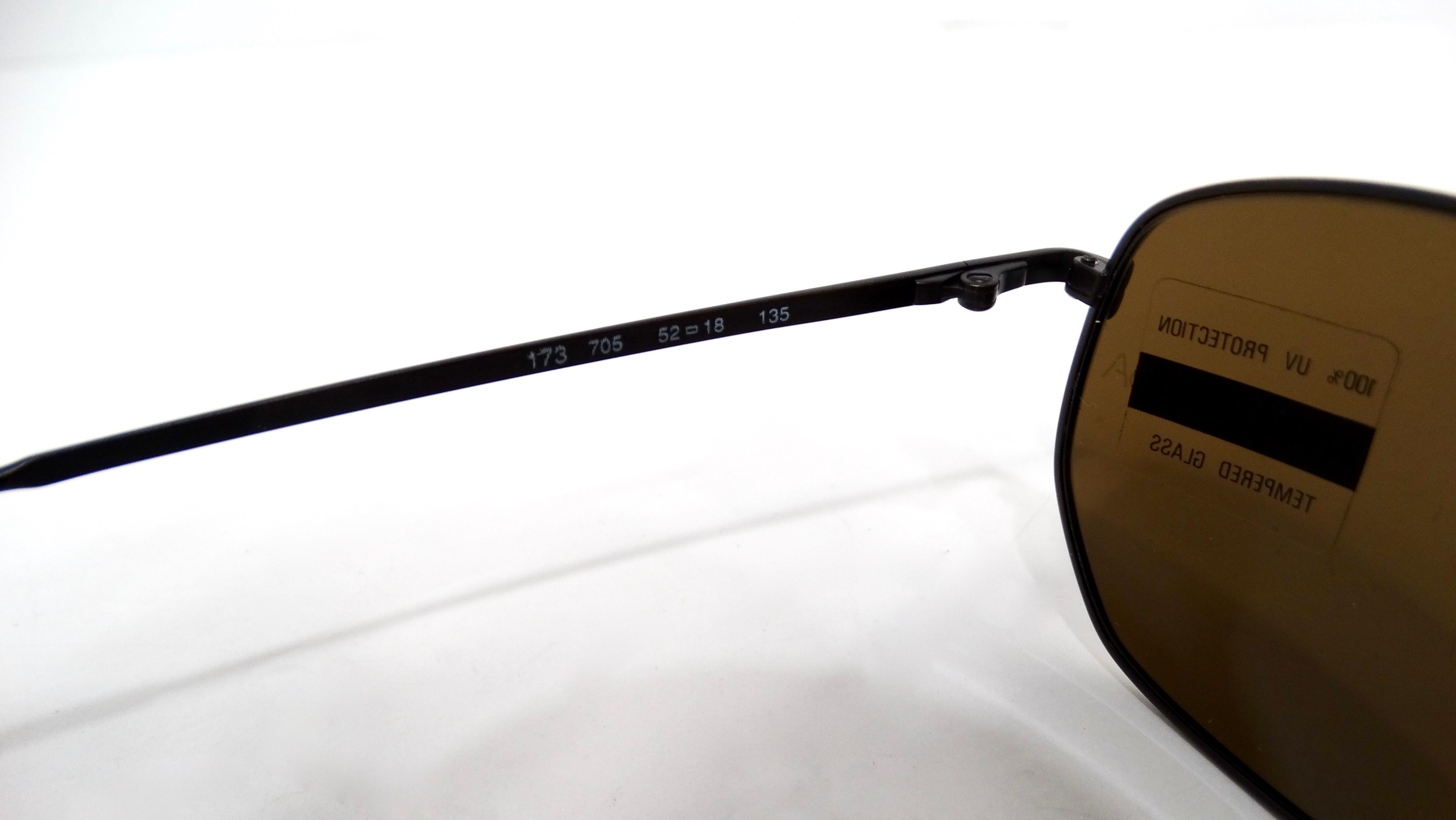 1990er Giorgio Armani Brown getönte & goldfarbene Metall-Sonnenbrille im Angebot 1