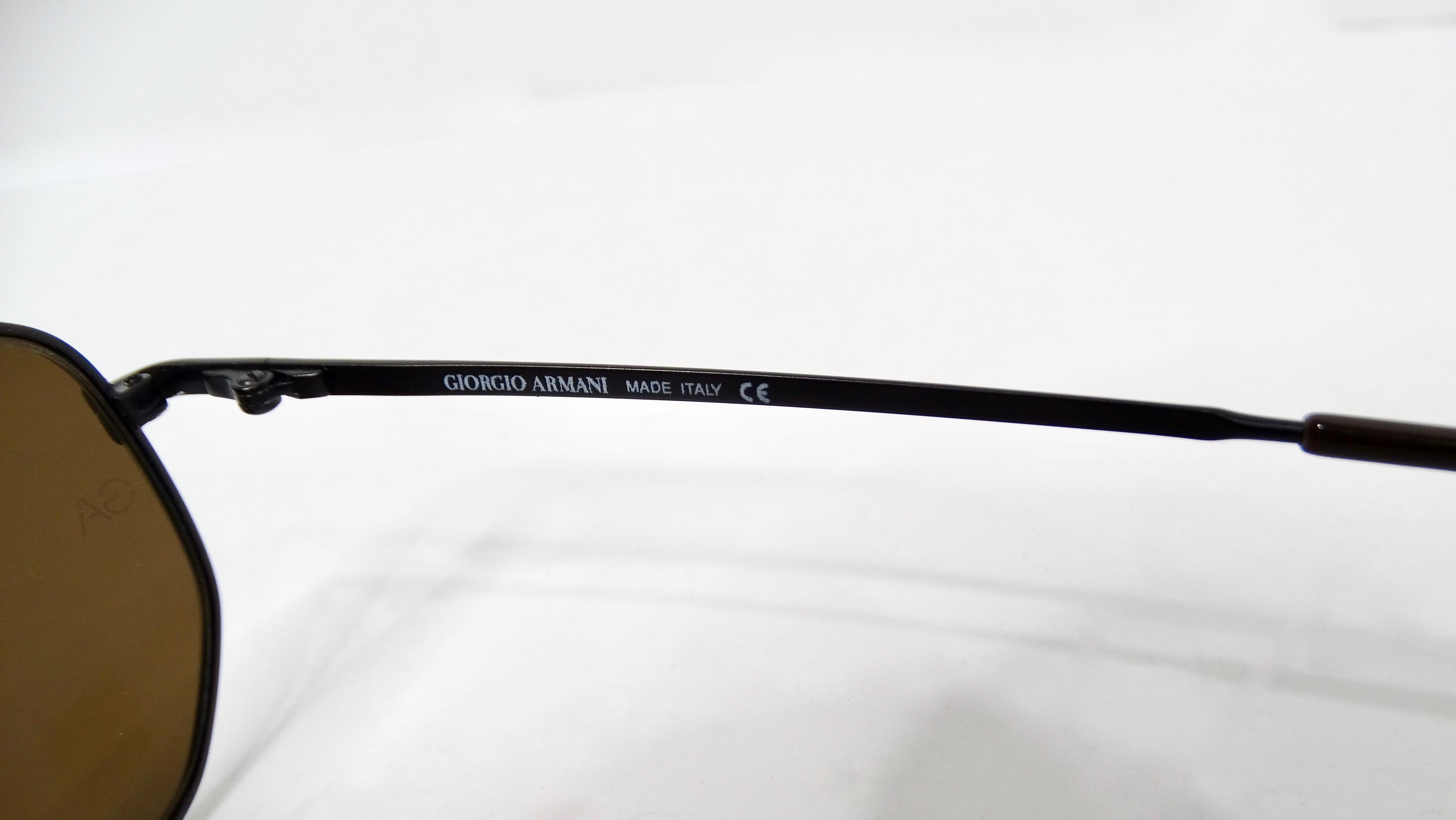 1990er Giorgio Armani Brown getönte & goldfarbene Metall-Sonnenbrille im Angebot 2