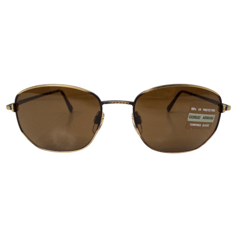 1990s Giorgio Armani Brown Tinted and Gold-Tone Metal  display picture 1