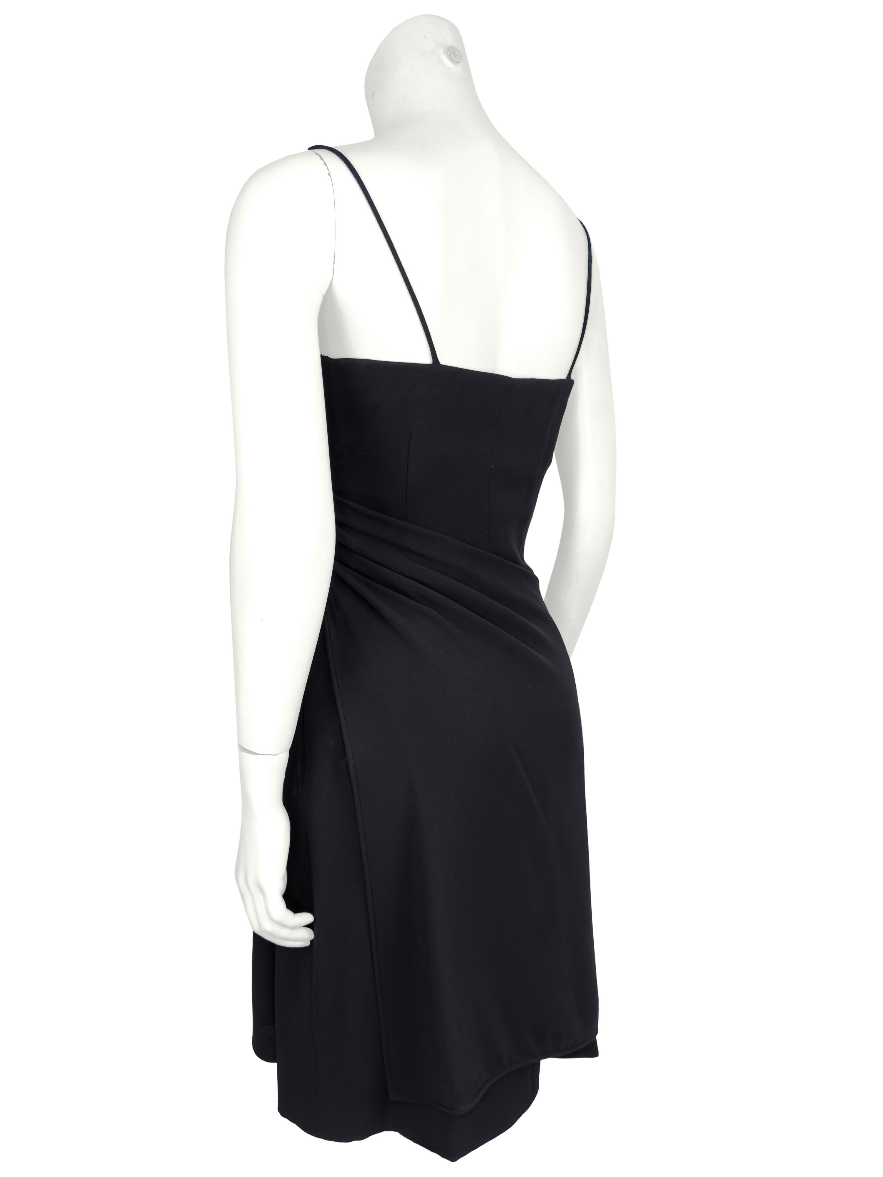 1990s Giorgio Armani Draped Little Black Cocktail Dress In Good Condition For Sale In Toronto, Ontario