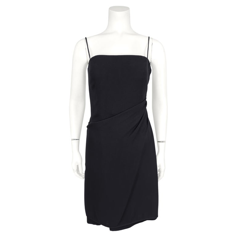 sachin and babi light blue dress 1990s Giorgio Armani Draped Little Black Cocktail Dress