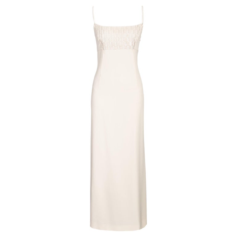 giorgio armani white silk long dress Giorgio Armani Long Silk Bustier Dress - White
