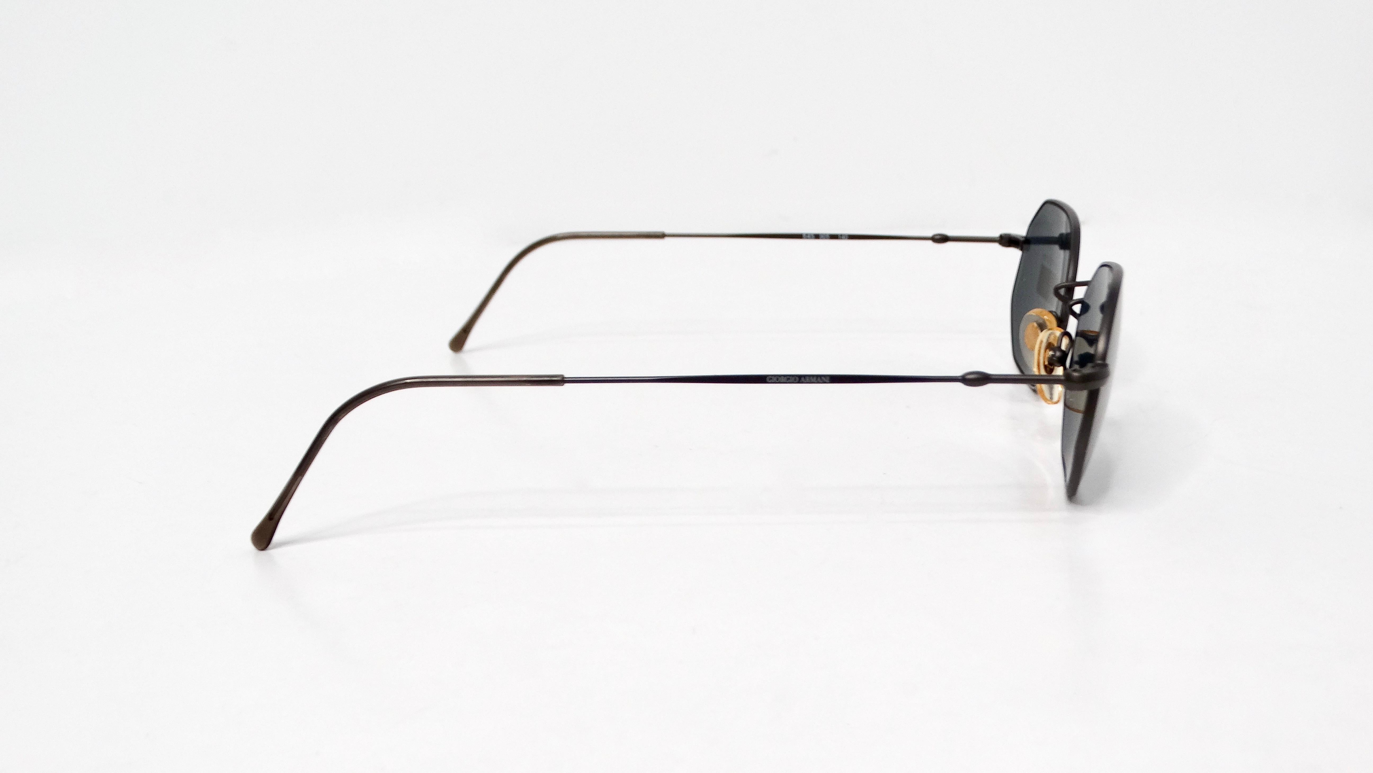1990s Giorgio Armani Geometric Black Metal Frame Tinted Sunglasses For Sale 3