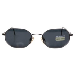 1990s Giorgio Armani Geometric Black Metal Frame Tinted Sunglasses
