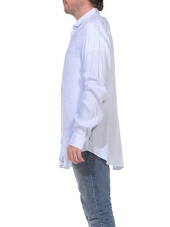 1990S GIORGIO ARMANI Light Blue Cotton Mens LS Shirt