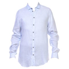 Vintage 1990S GIORGIO ARMANI Light Blue Cotton Mens LS Shirt