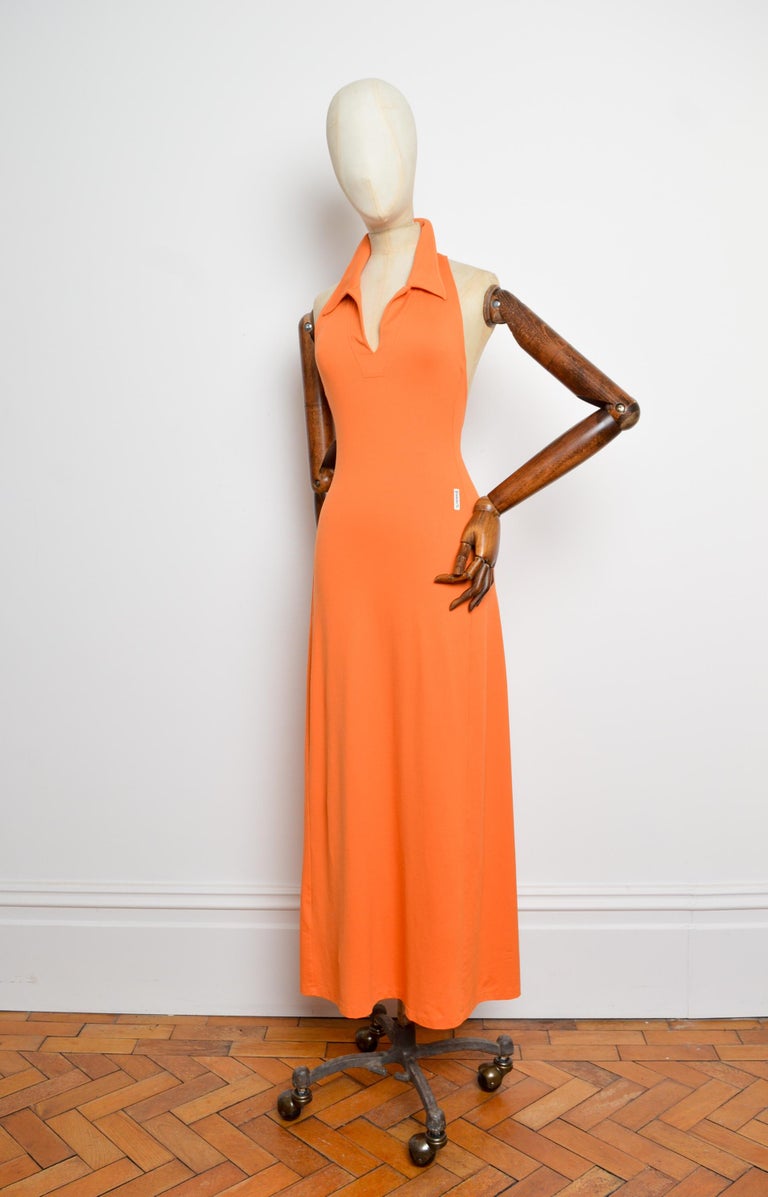 armani orange dress 1990's Giorgio Armani Orange Long Racer back Tennis Maxi dress in Tangerine