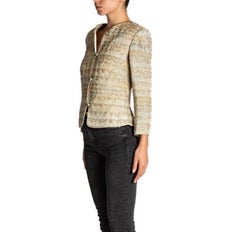 1990S GIORGIO ARMANI Oyster Grey Metallic Silk & Poly Evening Jacket Made From