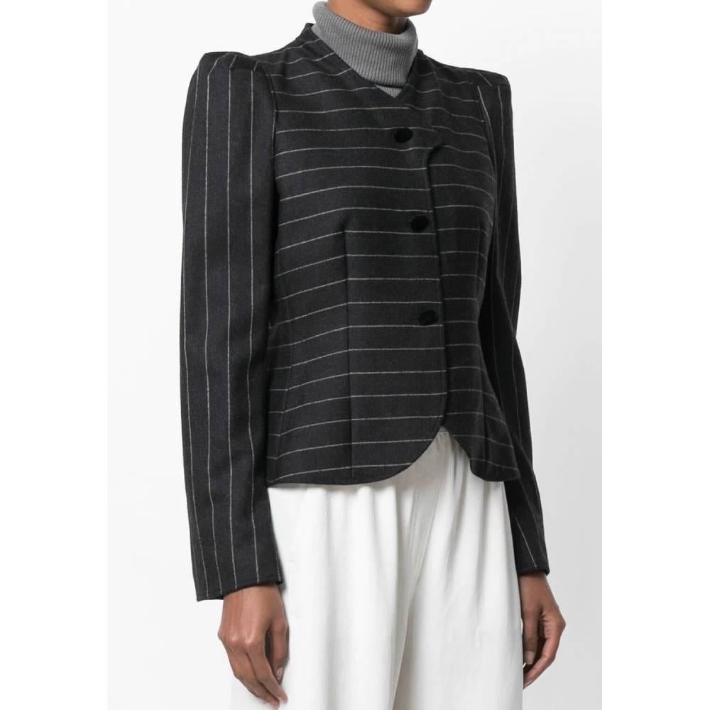 Black 1990s Giorgio Armani Pinstripe Jacket