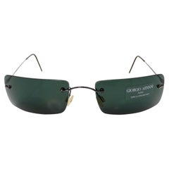 1990 Giorgio Armani Lunettes de soleil rectangulaires sans monture en métal