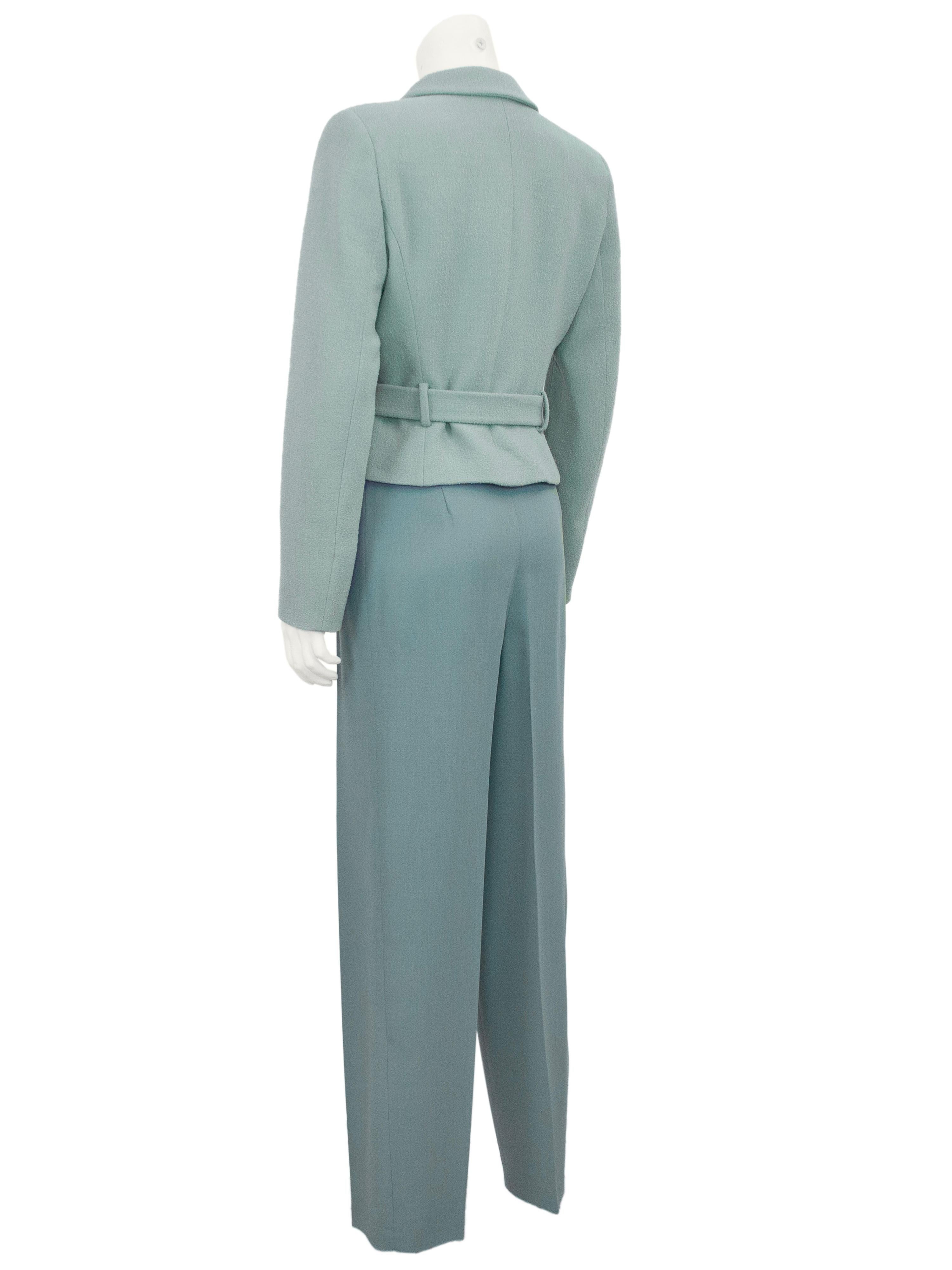 Grigio Pantaloni anni '90 di Giorgio Armani in crepe di lana Greene & Greene in vendita
