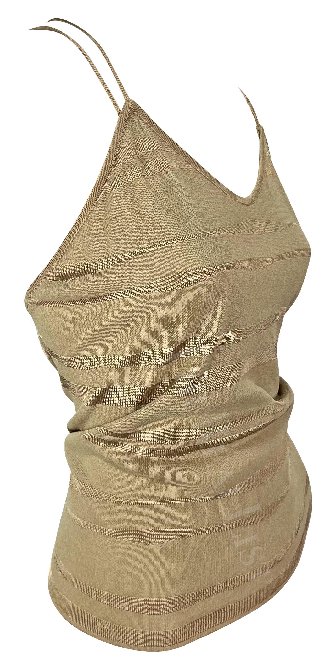 1990s Giorgio Armani Tan Knit Double Strap Tank Top  In Good Condition In West Hollywood, CA
