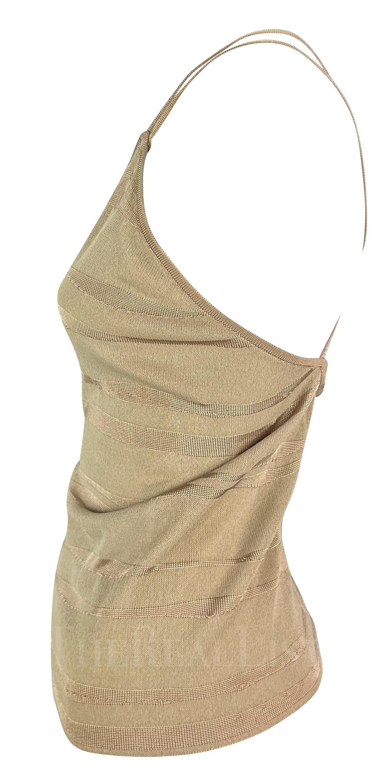 1990s Giorgio Armani Tan Knit Double Strap Tank Top  1