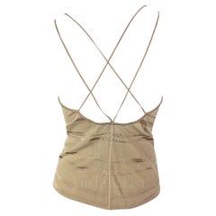 1990s Giorgio Armani Tan Knit Double Strap Tank Top 