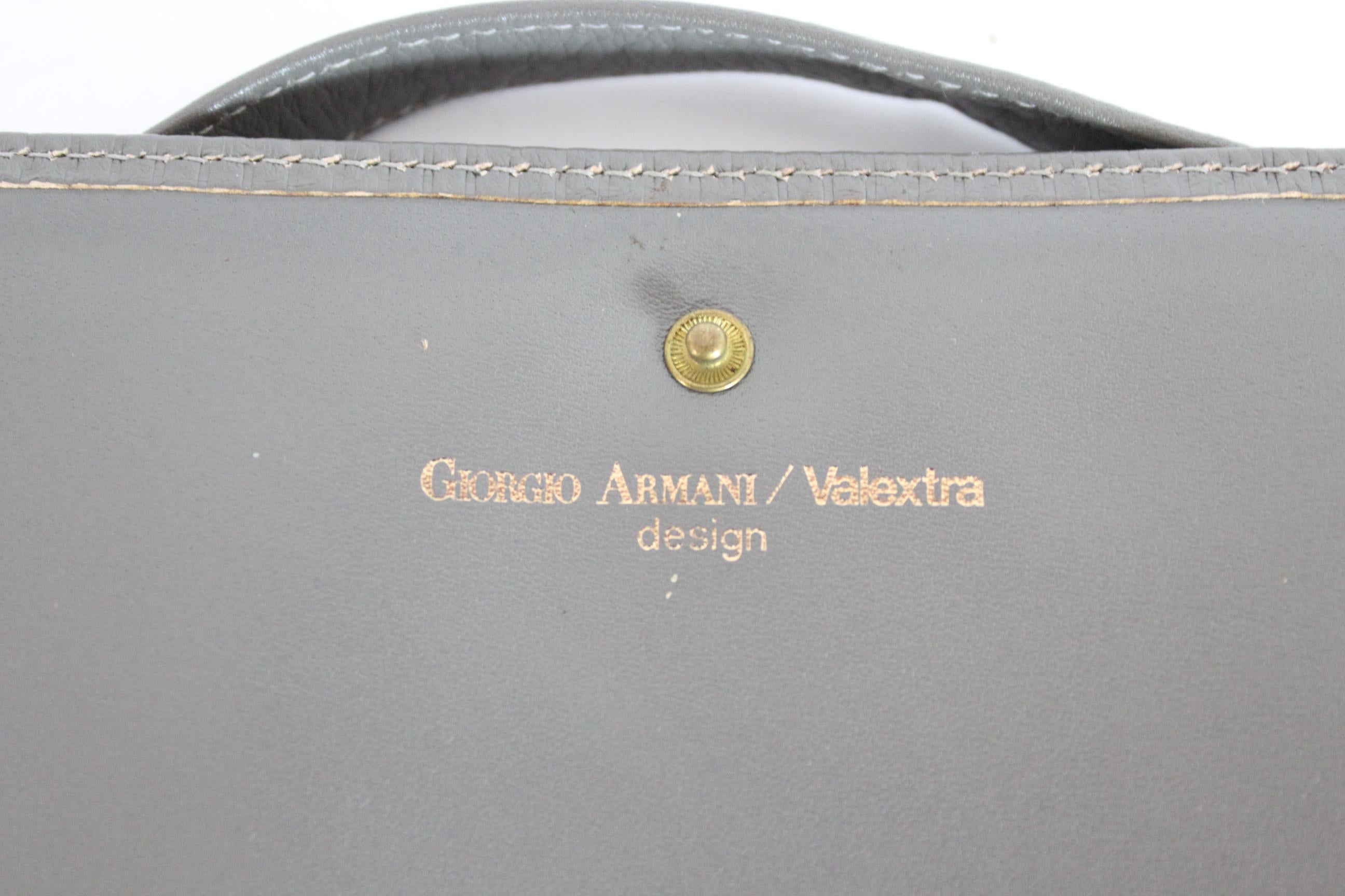 Giorgio Armani Valextra Gray Leather Evening Clutch Bag 1990s 3