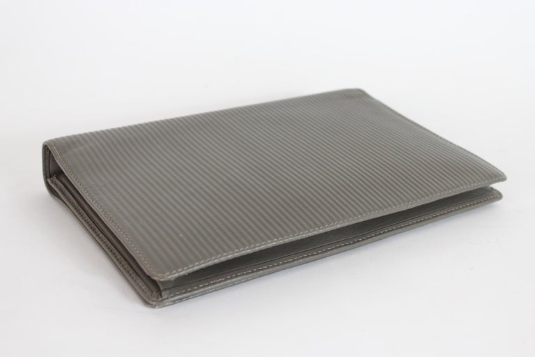 Giorgio Armani Valextra Gray Leather Evening Clutch Bag