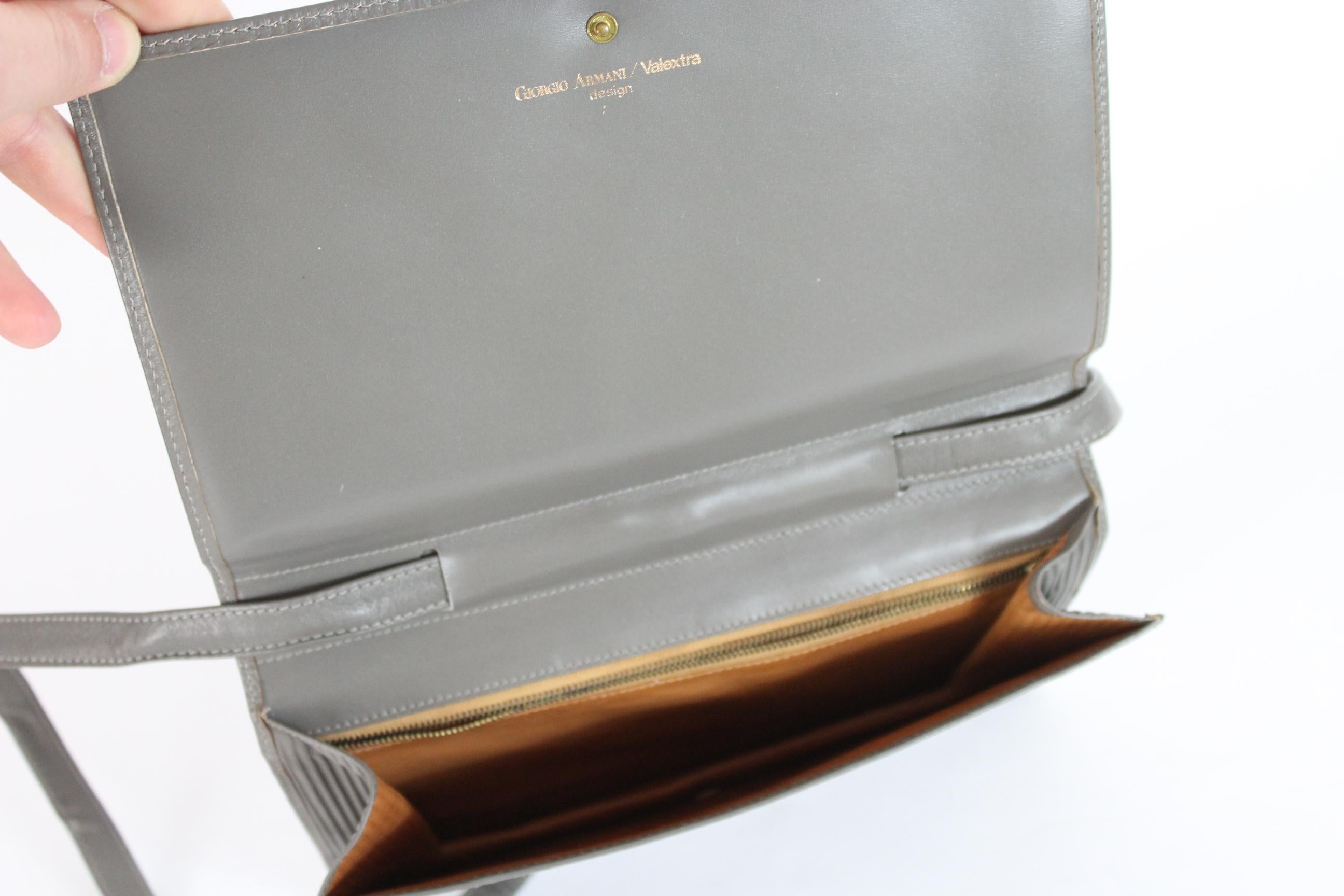 Giorgio Armani Valextra Gray Leather Evening Clutch Bag 1990s 2