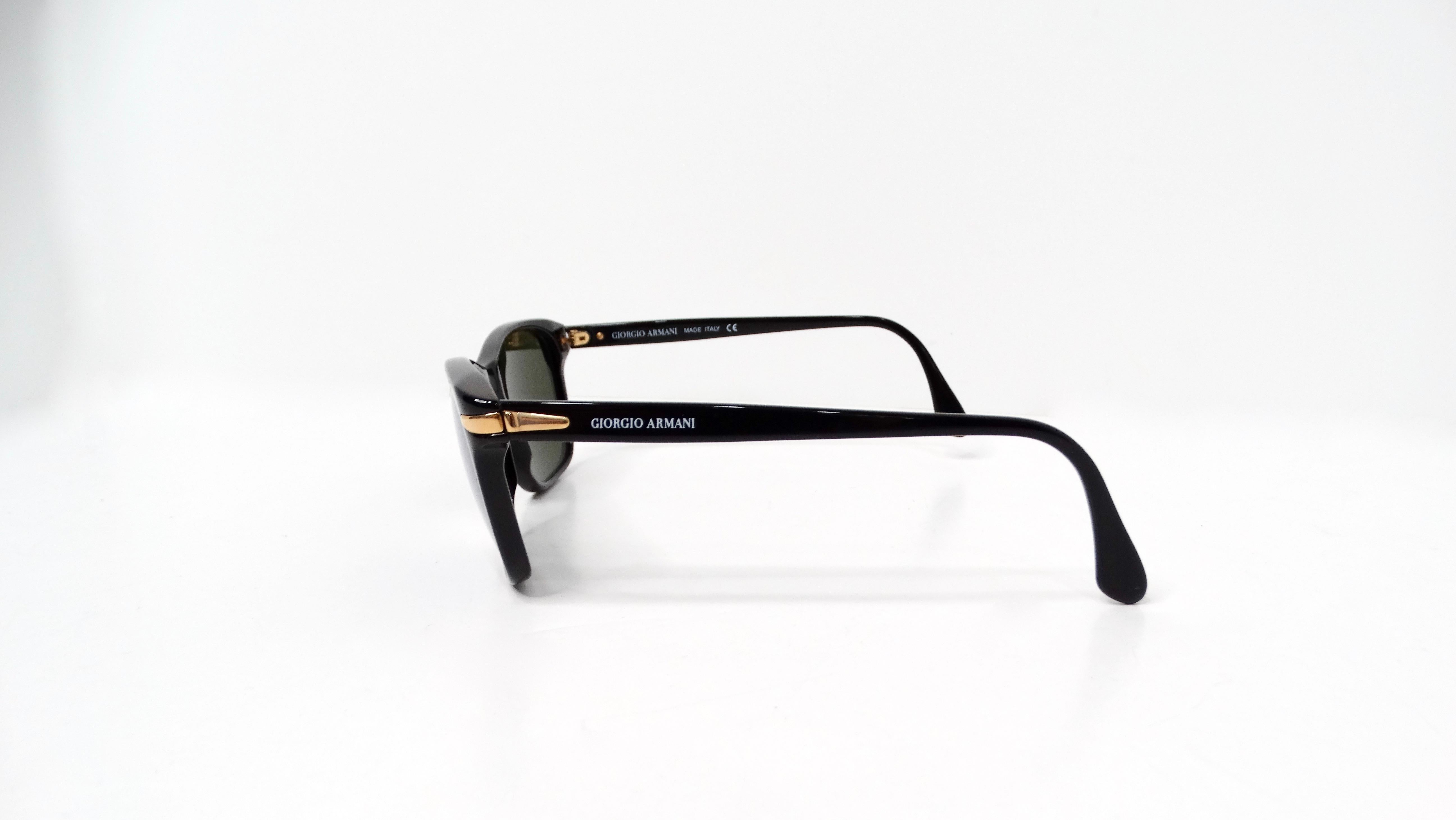 1990s Giorgio Armani Wayfarer Blue Reflective Green Tinted Lens Sunglasses In Good Condition In Scottsdale, AZ